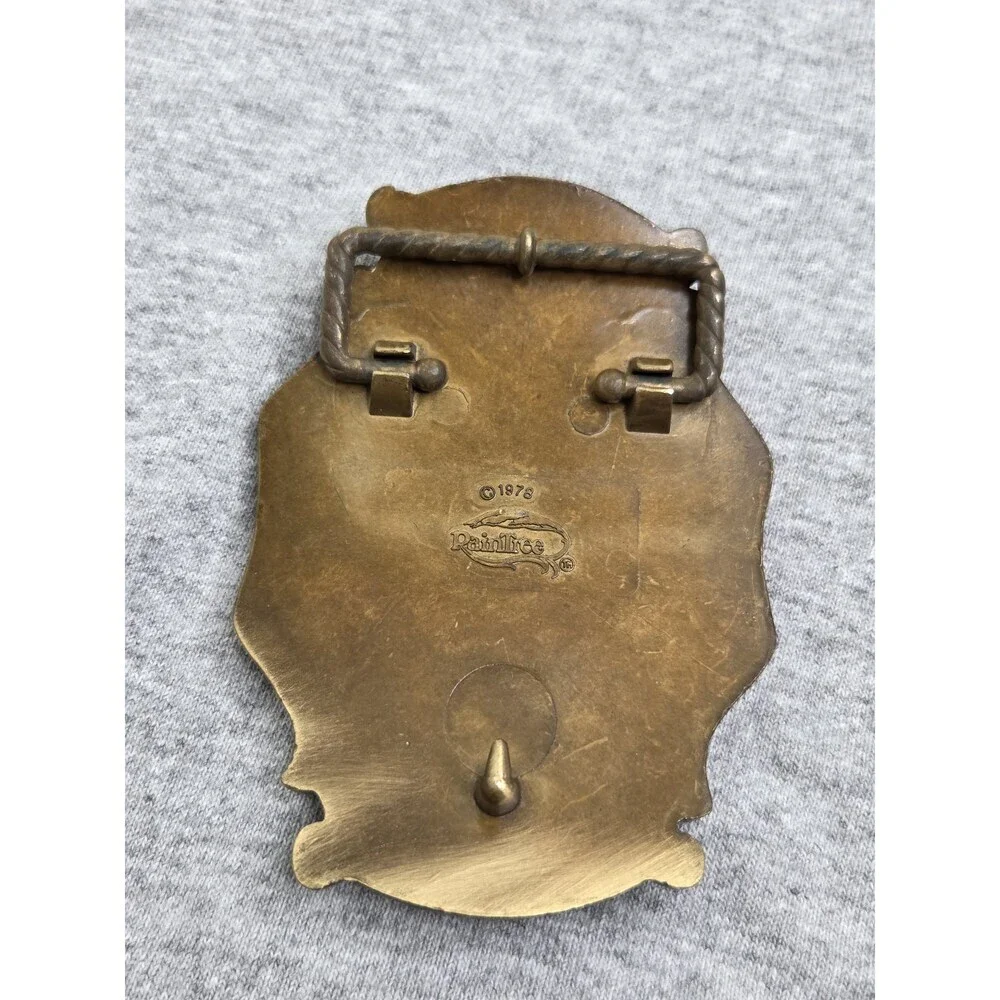 1978 Raintree Bowhunter Sportsman Leather Brass Belt Buckle